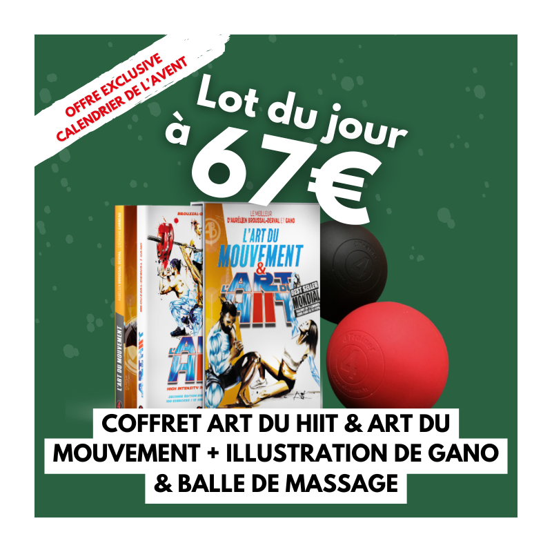 LOT 2 - Coffret ART DU HIIT & ART DU MOUVEMENT + Illustration GANO + BALLE DE MASSAGE - CALENDRIER AVENT 2024