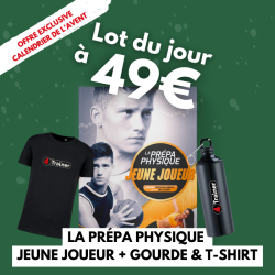 LOT 23 - PRÉPA PHYSIQUE DU JEUNE JOUEUR + GOURDE ALU 0,75L + T-SHIRT  - 4TRAINER - CALENDRIER AVENT 2024