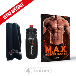 PACK - M.A.X. MUSCLE PLAN 2.0 + SERVIETTE GYM 50X100CM MICROFIBRE + BIDON SPORT BL4CK 650ML