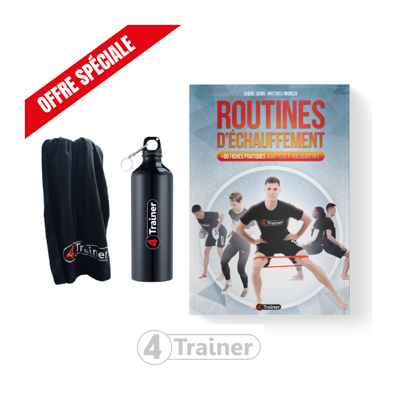 PACK - ROUTINES D'ÉCHAUFFEMENT + SERVIETTE GYM + GOURDE ALU 0,75L